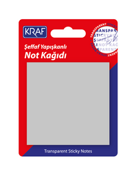 Kraf Şeffaf Post-it Yapışkanlı Not Kağıdı 76x76 mm. 50 yaprak ŞEFFAF GRİ - Thumbnail