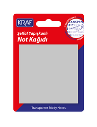 Kraf Şeffaf Post-it Yapışkanlı Not Kağıdı 76x76 mm. 50 yaprak ŞEFFAF GRİ - 1