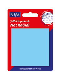 Kraf Şeffaf Post-it Yapışkanlı Not Kağıdı 76x76 mm. 50 yaprak ŞEFFAF MAVİ - Thumbnail