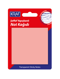 Kraf Şeffaf Post-it Yapışkanlı Not Kağıdı 76x76 mm. 50 yaprak ŞEFFAF PEMBE - Thumbnail