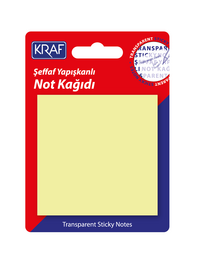 Kraf Şeffaf Post-it Yapışkanlı Not Kağıdı 76x76 mm. 50 yaprak ŞEFFAF SARI - 1
