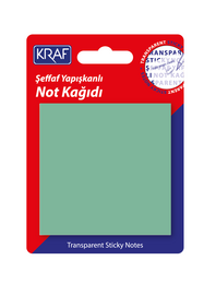 Kraf Şeffaf Post-it Yapışkanlı Not Kağıdı 76x76 mm. 50 yaprak ŞEFFAF YEŞİL - 1