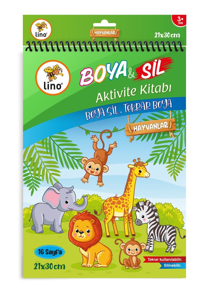 Lino Boya & Sil Aktivite Boyama Kitabı A4 Hayvanlar