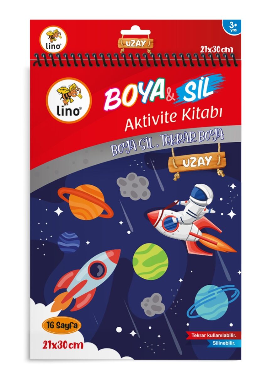 Lino Boya & Sil Aktivite Boyama Kitabı A4 Uzay