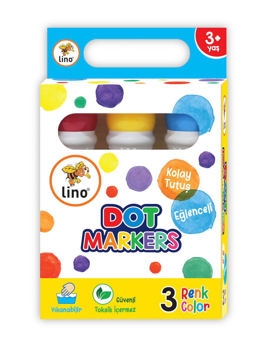 Lino Dot Markers Yıkanabilir Keçeli Boya Kalemi 3 Renk