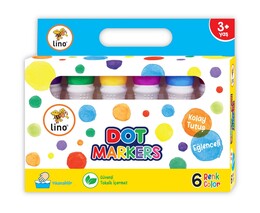 Lino Dot Markers Yıkanabilir Keçeli Boya Kalemi 6 Renk - Thumbnail
