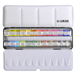 Lukas Aquarell 1862 Profesyonel Tablet Sulu Boya Seti 24 Renk 1/2 Tablet Metal Kutu - Lukas