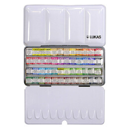 Lukas Aquarell 1862 Profesyonel Tablet Sulu Boya Seti 48 Renk 1/2 Tablet Metal Kutu - Lukas
