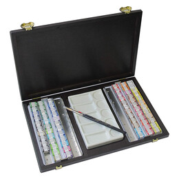 Lukas Aquarell 1862 Profesyonel Tablet Sulu Boya Seti 48 Renk 1/2 Tablet Ahşap Kutu - Lukas