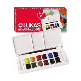 Lukas Aquarell Studio Tablet Sulu Boya Seti 12 Renk 1/2 Tablet - 1