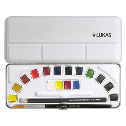 Lukas Aquarell Studio Tablet Sulu Boya Seti 16 Renk 1/2 Tablet Metal Kutu - Lukas