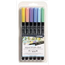 Lyra Aqua Brush Duo Çift Taraflı Fırça Uçlu Çizim Kalemi Seti 6 Renk PASTEL TONES - 1