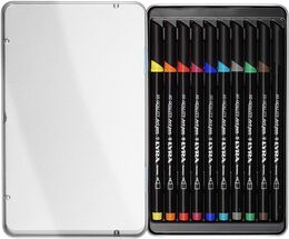 Lyra Hi-Quality Art Pen Çizim Kalemi Seti 10 Renk Metal Kutu