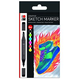 Marabu Graphix Sketch Marker Seti 6 Renk Heat