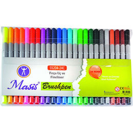 Masis Brushpen Çift Uçlu Fırça Uç + Fineliner Kalem 24 Renk