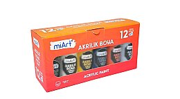 Miart Akrilik Boya Seti 12 Renk x 59 ml. (MA5912) - Miart