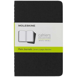 Moleskine Chaier 3'lü Günlük Defter Çizgisiz Cep Boy 9x14 cm. 64 Sayfa Siyah - 1