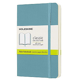 Moleskine Yumuşak Kapak Çizgisiz Defter Cep Boy 9x14 cm. 192 Sayfa Mercan Mavi - Moleskine