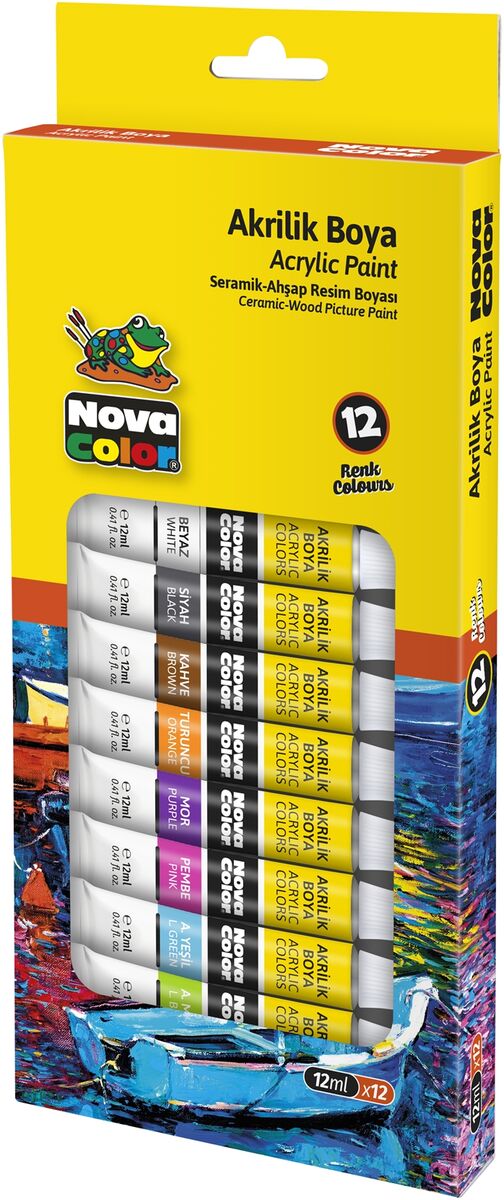 Nova Color Akrilik Boya Seti 12 Renk X 12 Ml. Tüp