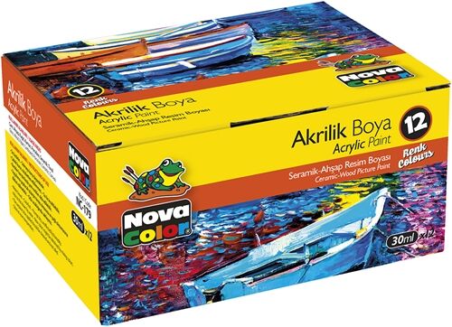 Nova Color Akrilik Boya Seti 12 Renk X 30 Ml. Şişe