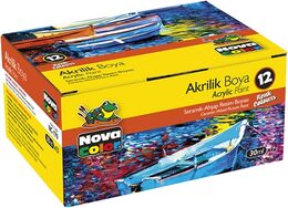 Nova Color Akrilik Boya Seti 12 Renk x 30 ml. Şişe - 1