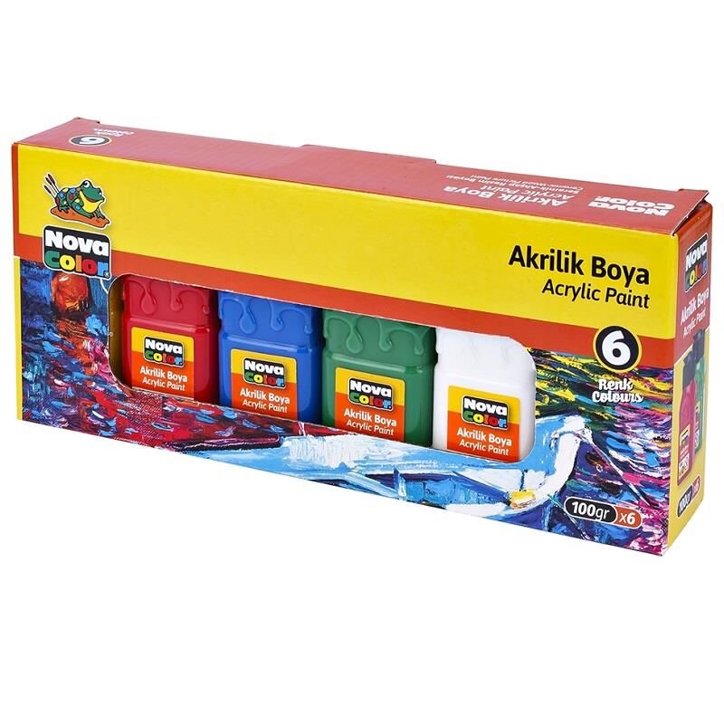 Nova Color Akrilik Boya Seti 6 Renk X 100 Gr.