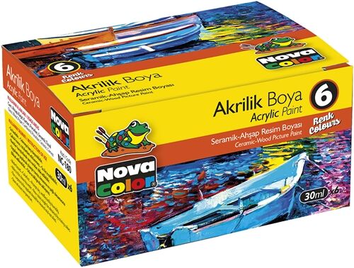 Nova Color Akrilik Boya Seti 6 Renk X 30 Ml. Şişe