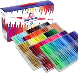 Pagos Dual Brush Marker Pen Çift Uçlu Fırça Uçlu Kalem Seti 120 Renk - Thumbnail