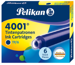 Pelikan 4001 Kısa Dolma Kalem Kartuşu 6'lı MAVİ - 1