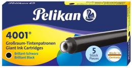Pelikan 4001 Uzun Dolma Kalem Kartuşu 5'li Kutu SİYAH - 1