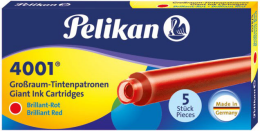 Pelikan 4001 Uzun Dolma Kalem Kartuşu 5'li Kutu KIRMIZI - 1