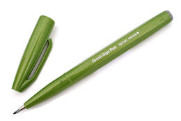 Pentel Fude Touch Brush Sign Pen Fırça Uçlu Kalem OLIVE GREEN