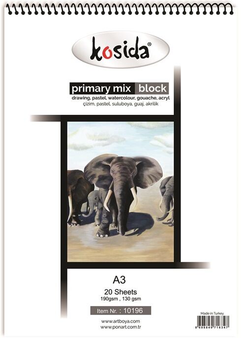 Ponart Kosida Primary Painting Mix Blok Spralli A3 Karma Resim Defteri 20 Sayfa