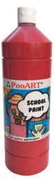 Ponart School Paint Tempera Boya 1000 ml. PSP-2208 K.KIRMIZI - 1