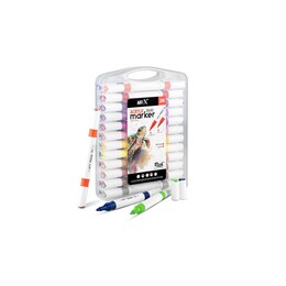 Rich Art-X Acrylic Duo Marker Çift Uçlu Su Bazlı Akrilik Boyama Markörü Seti 24 RENK - 1