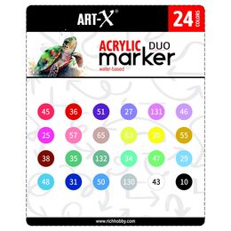 Rich Art-X Acrylic Duo Marker Çift Uçlu Su Bazlı Akrilik Boyama Markörü Seti 24 RENK - 3