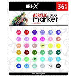Rich Art-X Acrylic Duo Marker Çift Uçlu Su Bazlı Akrilik Boyama Markörü Seti 36 RENK - 3