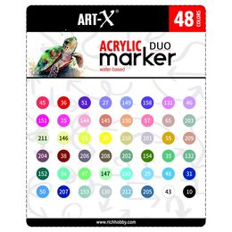 Rich Art-X Acrylic Duo Marker Çift Uçlu Su Bazlı Akrilik Boyama Markörü Seti 48 RENK - 3