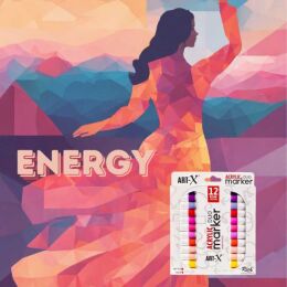 Rich Art-X Acrylic Duo Marker Çift Uçlu Su Bazlı Akrilik Boyama Markörü Seti 12 Renk Energy Series - 3