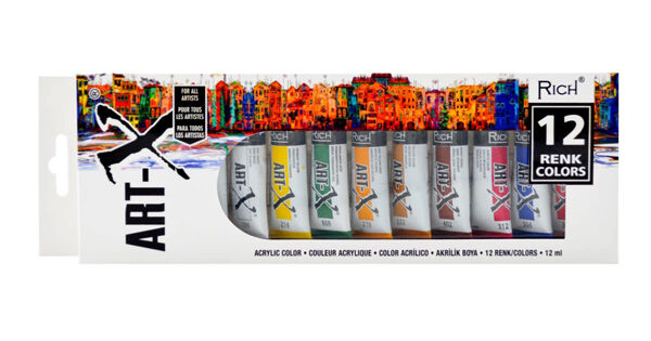 Rich Art-x Akrilik Boya Seti 12 Ml.x 12 Renk Tüp (artx-012-07521)