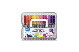 Rich Art-X Pro Fırça Uçlu Akrilik Marker Seti 24 Renk Kristal Kutulu Set - 1