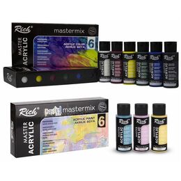 Rich Mastermix Akrilik Boya Seti 12 Renk x 60 cc. 6 Canlı + 6 Pastel Renk