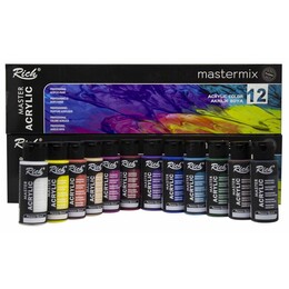 Rich Mastermix Akrilik Boya Seti 12 Renk x 60 cc. TEMEL RENKLER - 1