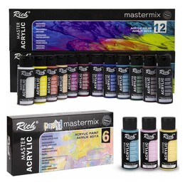 Rich Mastermix Akrilik Boya Seti 18 Renk x 60 cc. 12 Canlı + 6 Pastel Renk - 1