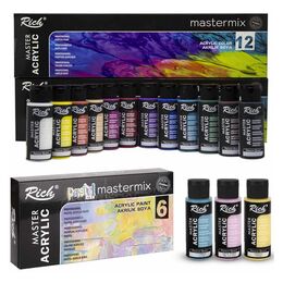 Rich Mastermix Akrilik Boya Seti 18 Renk x 60 cc. 12 Canlı + 6 Pastel Renk - 1