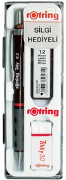 Rotring Tikky Versatil Kalem + Min + Silgi Okul Seti 0.5 mm BORDO