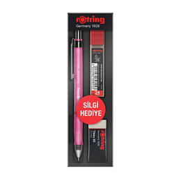 Rotring Visuclick Versatil Kalem + Min + Silgi Okul Seti 0.5 mm PEMBE