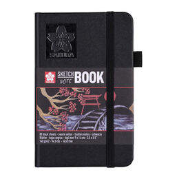 Sakura Sketchbook Sert Kapak Eskiz Çizim Defteri Siyah Kağıt 140 gr. 9x14 cm. 80 yaprak - 1