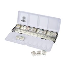 Schmincke Akademie Aquarell Taş Tablet Sulu Boya Seti Best of Supergranulating Yarım Tablet 12 Renk Metal Kutu - 3