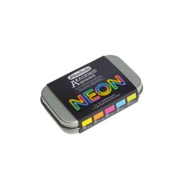 Schmincke Akademie Aquarell Taş Tablet Sulu Boya Seti Neon Renkler Yarım Tablet 5 Renk Metal Kutu - 1